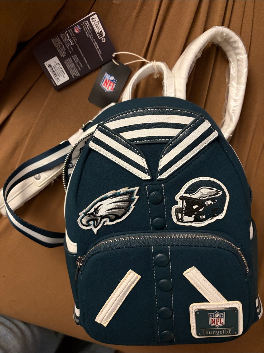 Loungefly Philadelphia Eagles Teal and White Mini Backpack